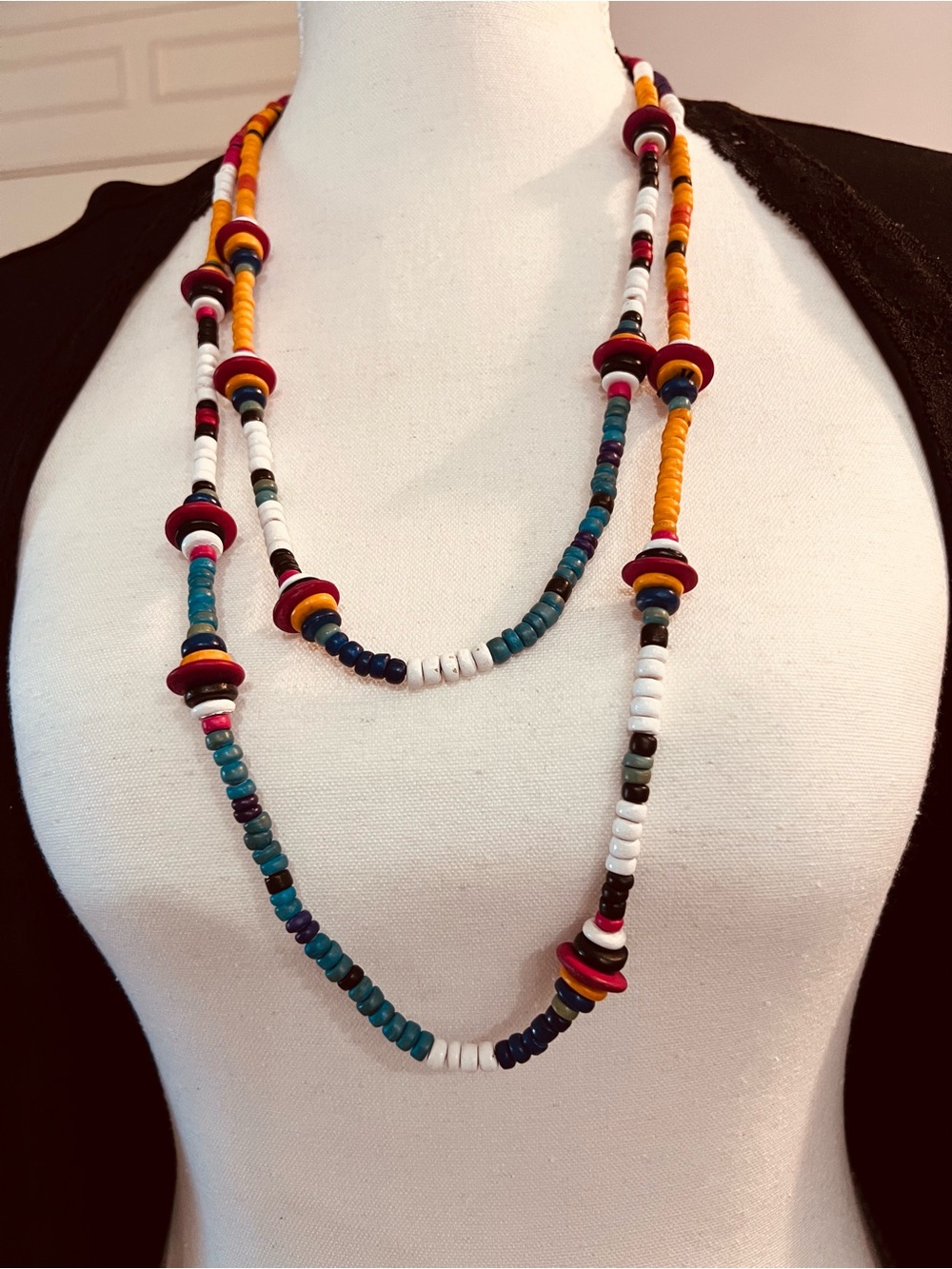 Handcrafted Heishi Multicolor Beaded Long Necklace